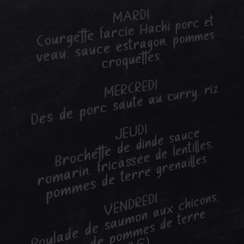 Tableau menu